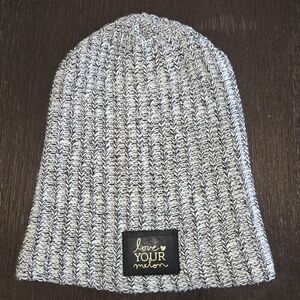 Love Your Melon Black White Knit Beanie 100% Cotton Unisex